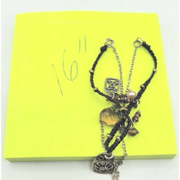 Silpada Sterling Silver Gem Stone Pearl Charm Pendant Necklace, 16" Long - Picture 5 of 6